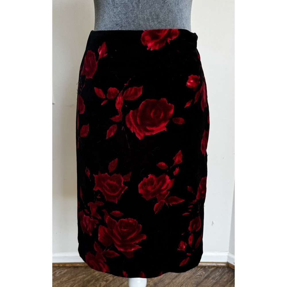 Talbots Skirt 6 Velvet Roses Floral Lined Coquette Old Money Whimsigoth Classic‎ - Picture 11 of 14